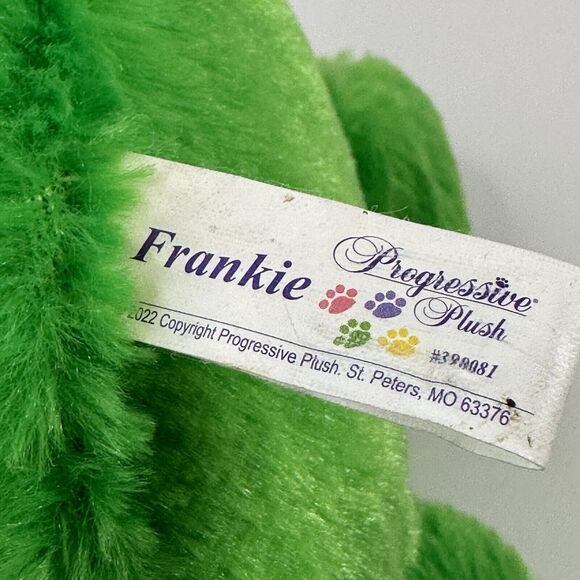 PROGRESSIVE PLUSH Frankie Green Frog 2022 stuffed animal 10" plush Smile CLEAN - Picture 6 of 11